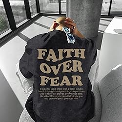 Kelxjia Christian Shirts for Men Faith Over Fear