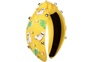 vokone Mexican Headbands for Women Fiesta Cactus Donkey Headband Crystal Jeweled Knotted Headband CincoDe Mayo Holiday Costum