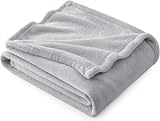 Bedsure Fleece Throw Blanket 130x150 cm Soft Warm Light Grey
