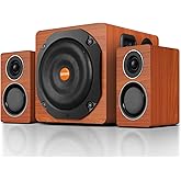 ZQMMSPK Computer Speakers with Subwoofer, 2.1 Gaming Speaker System for Desktop PC, 6.5" Deep Bass, Bluetooth 5.3, AUX/RCA/Optical/Coaxial, Surround Sound for PC/Monitor/TV - Brown