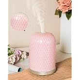 Ceramic Essential Oil Diffuser, Aromatherapy Diffuser for Home, Office | 2.4MHz Ultrasonic Pulse/Continuous Mist, 3 Light Modes, Timer, Sleep Helper, Waterless Auto-Off, Silent, USB, Ideal Gift