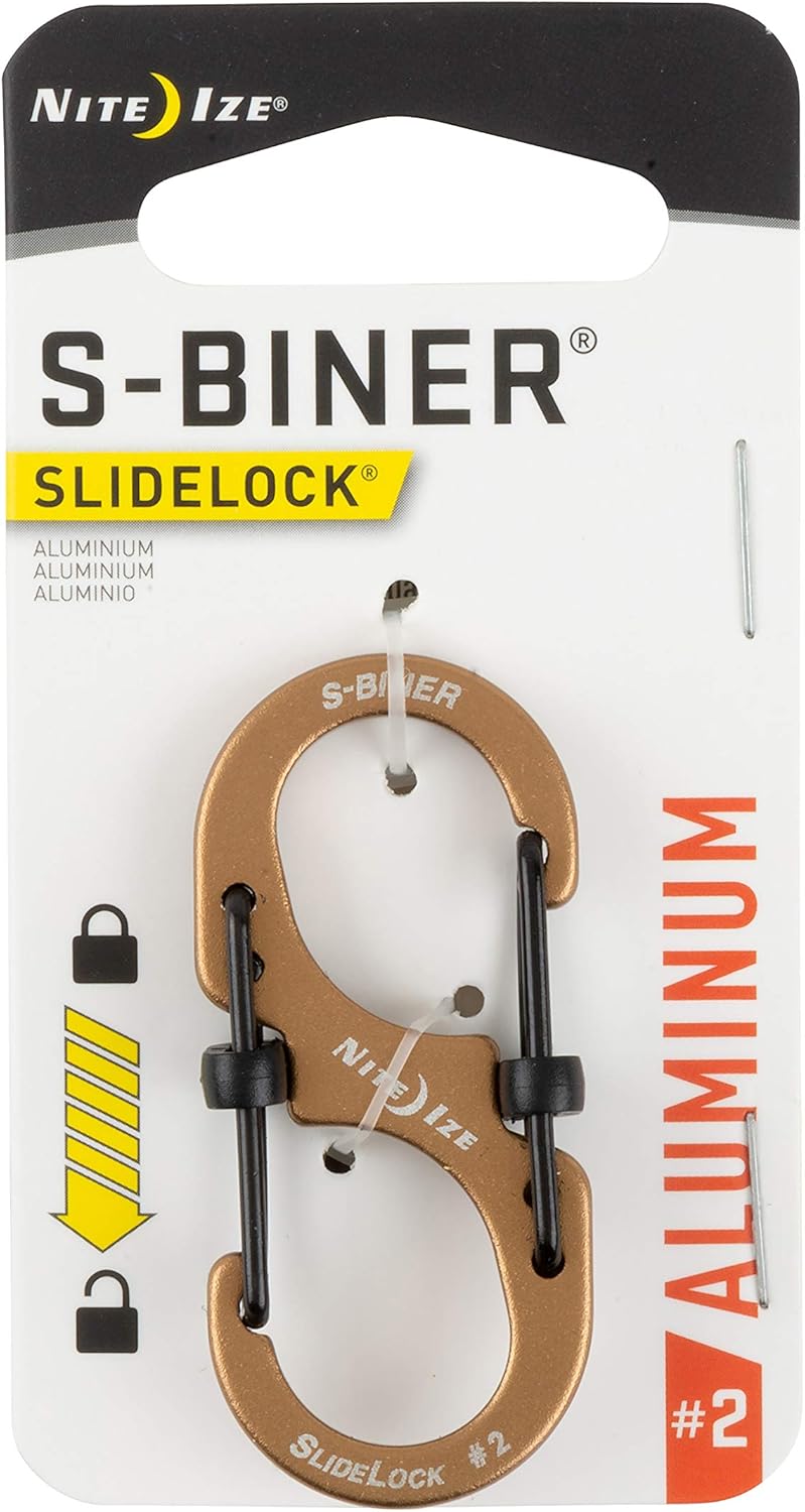 Nite Ize LSBA2-29BG-R6 S-Biner SlideLock Dual Locking Carabiner, Size #2, Coyote