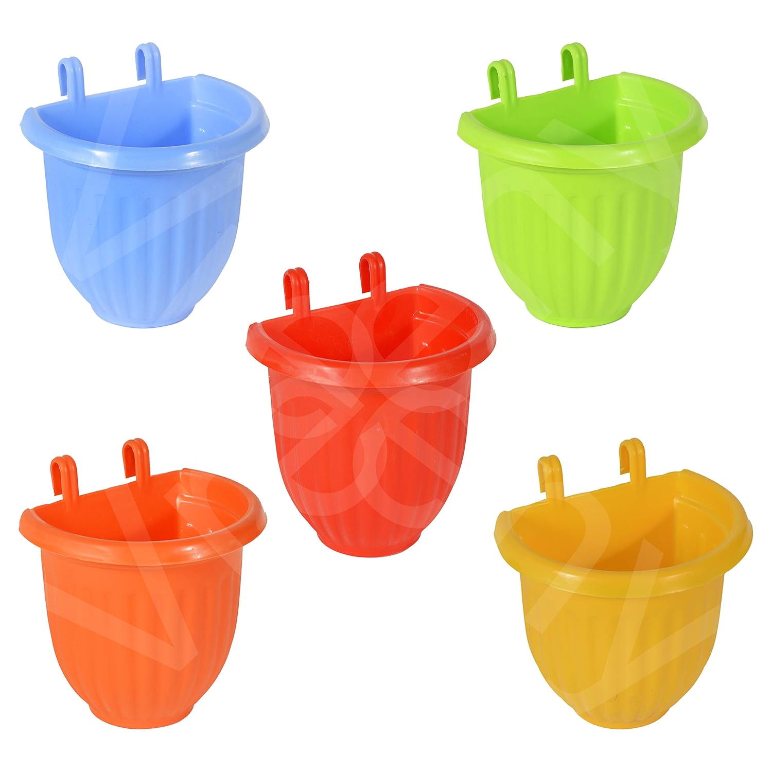 VREENY Plastic Vertical Hook Hanging Pot, Multicolour, 5 Pieces Amazon