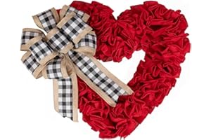 NUTIKAS Valentines Day Decor - Wreaths for Front Door Outside 17" Valentine Decorations for The Home Heart Shaped Wreath for Outdoor Valentine's Day Wreath San Valentin