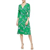 Eliza J Womens Elbow Sleeve V-Neck Midi Dress