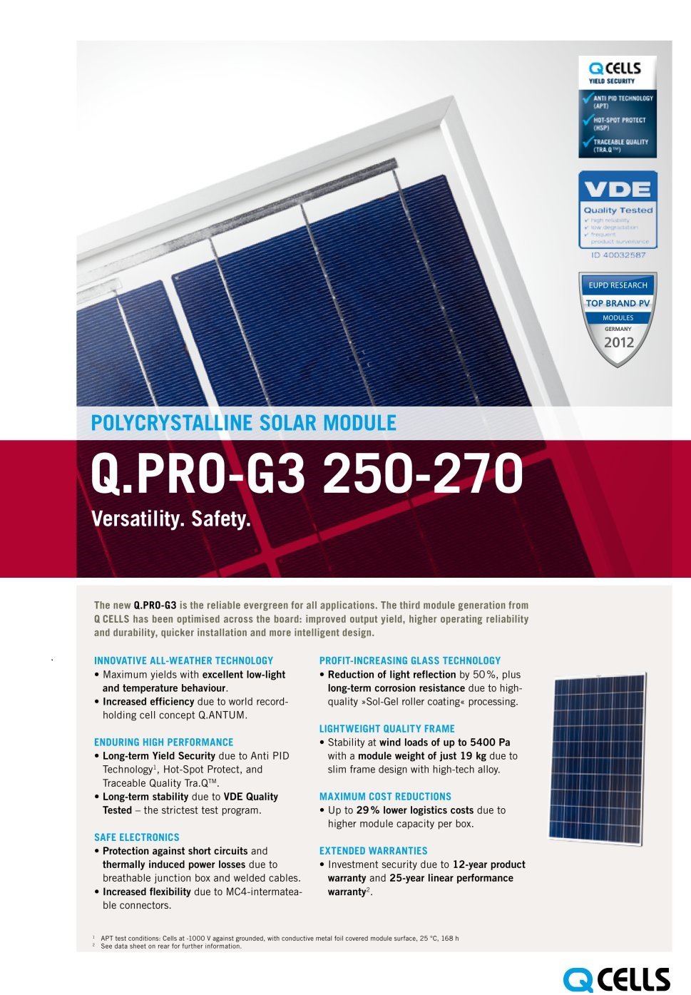 QCELLS Solar Panels 1000 Watts 4 X 250 Watt German Solar Cells (4 Pack
