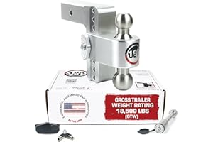 Weigh Safe Adjustable Trailer Hitch Ball Mount, 6" Adjustable Drop Hitch for 2.5" Receiver w/ 2 pc Keyed Alike Lock Set, Heavy Duty Aluminum Trailer Tow Hitch w/ Stainless Steel Tow Balls, 18,500 GTW
