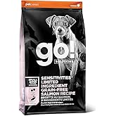 Go! Solutions Sensitivities Limited Ingredient Small Bites Salmon Grain-Free Dry Dog Food, Tiny Kibble for Little Breeds, Chicken-Free for Sensitive Stomachs, for Puppies, Adults, Seniors, 3.5 lb Bag