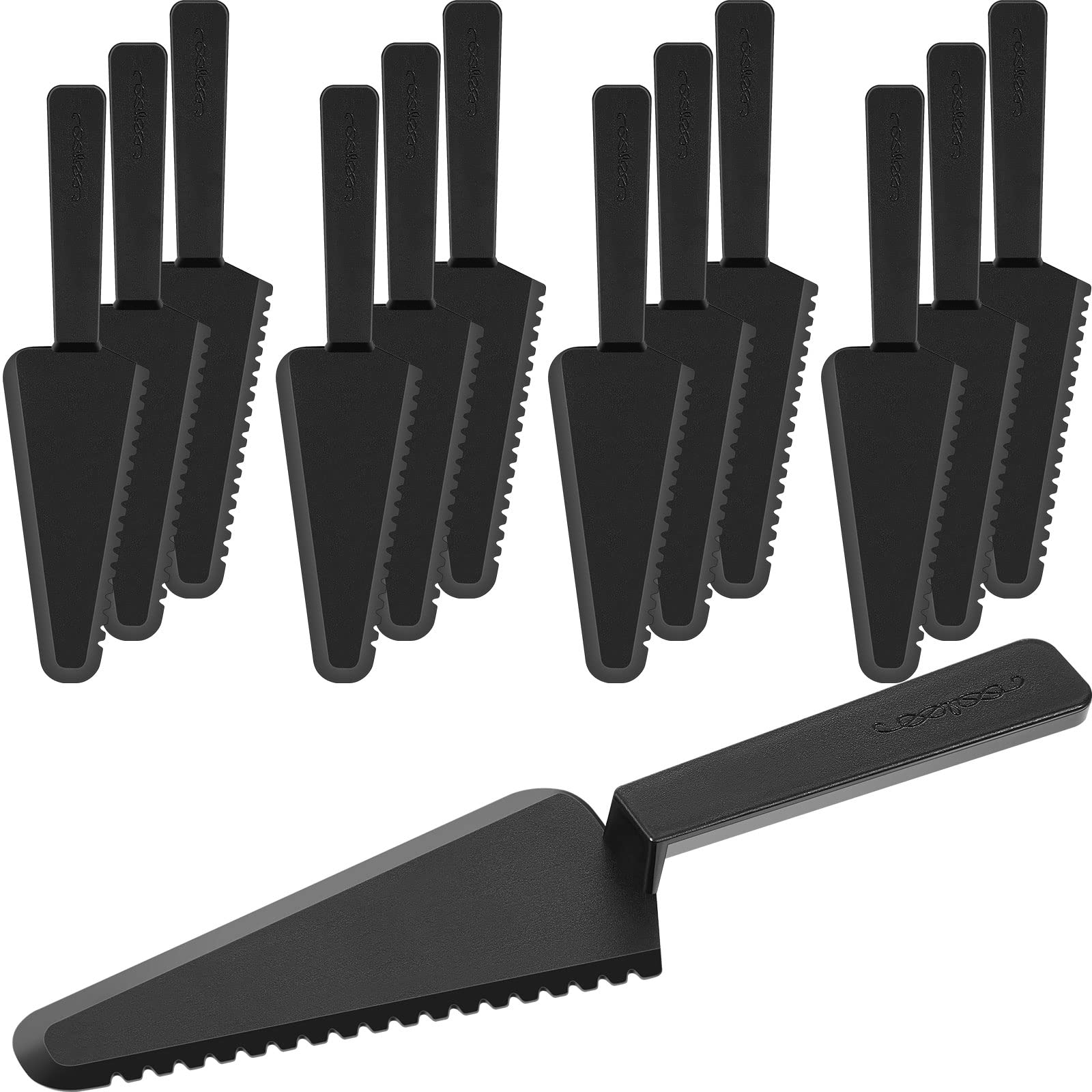 Photo 1 of Suclain Disposable Cake Cutter 9.1 Inch Plastic Cake Server Cutting Plastic Spatula Knives Pie Pizza Pastry Slicer Serving Utensils for Kitchen Wedding(Black,50 Pieces)