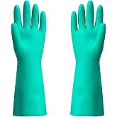 ThxToms Chemical Resistant Nitrile Gloves, Latex Rubber Free, 1 Pair, M | 15mil,Reusable Heavy Duty Diswashing Gloves, Resist Household Acid, Alkali, Solvent and Oil, Skin-Friendly &amp; Anti-Slip Design