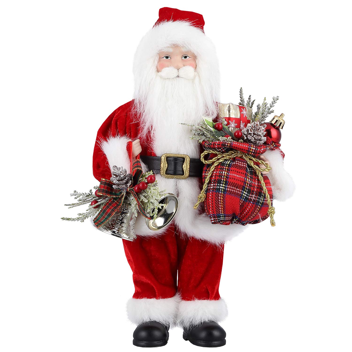 Uten Standing Santa Claus Figurine With Gift Bag 12 Inch Santa Claus Figure Xmas Ornament Home Decoration Christmas Figure