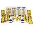 LE LEMATEC Air Compressor Hose Fittings Kit, 1/4 NPT | Solid Brass, 15-Piece, 3 Male 3 Female Plugs, 5 Dual Couplers, Teflon