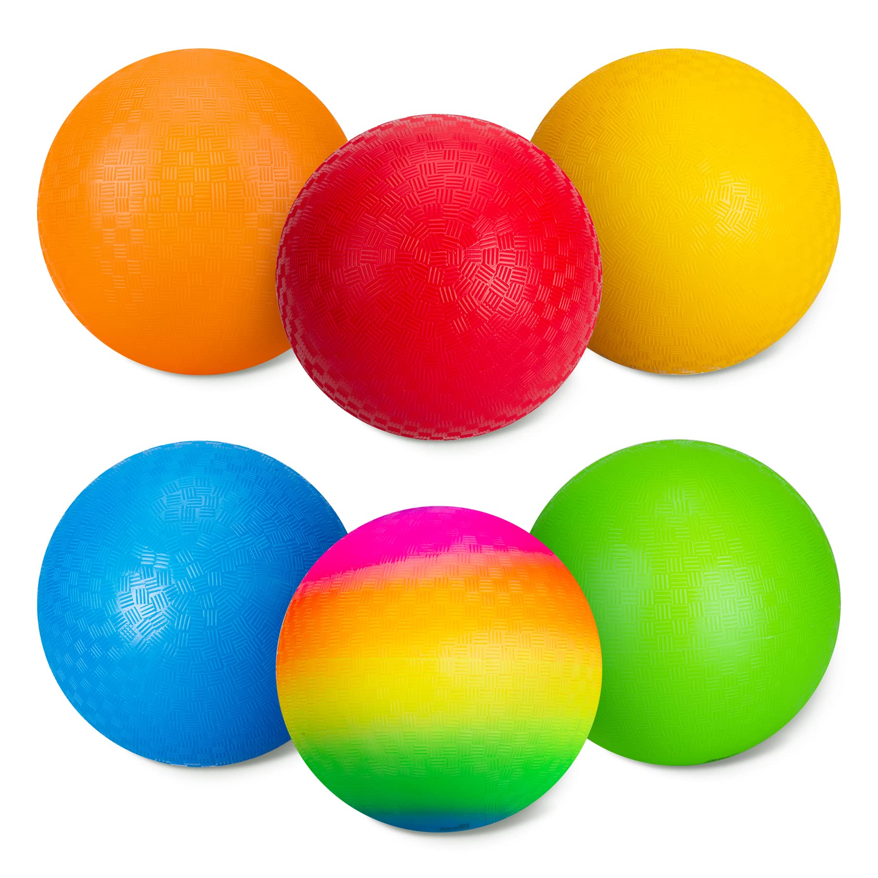 U&C Planet Dodgeballs Pack of 6 Playground Balls 8.5 Inch Kickballs Set Dodge Ball with Pump Gaga Ball Handball Soft Boucy Kids Rainbow Balls Outdoor Play Camps School Garden