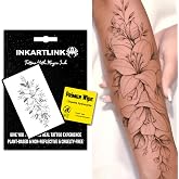 INKARTLINK Flowers 7 Temporary Tattoos, Realistic Waterproof | Semi Permanent Tattoo, Body Stickers for Women &amp; Men, Last 7-15 Days, Party Favors, Non-reflective, Exquisite Packaging