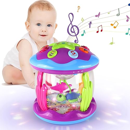 Baby Girl Toys 6-12 Months, Ocean Rotating Light Up Baby Toys 12