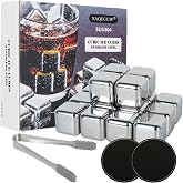 16 Pack Reusable Stainless Steel Ice Cubes - Non-Diluting Metal Whiskey Stones for Whiskey, Vodka, Wine, Juice &amp; Soda .Birthday Gift for Men, Dad, Boyfriend
