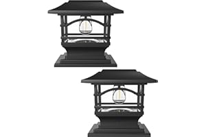 Davinci Lighting Edison Solar Outdoor Post Cap Lights - 4x4 5x5 6x6 - Bright LED Light for Fence Deck Garden or Patio Posts - Slate Black (2 Pack)