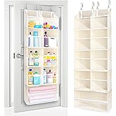 ULG Over the Door Organizer, 5-Tier Extra Large Hanging Storage with 10 Mesh Pockets, 100 lbs Capacity, Heavy Duty Door Organizer for Closet, Bedroom, Nursery Storage, Beige
