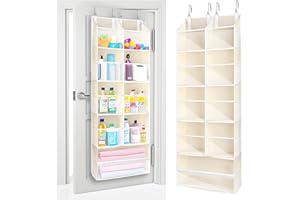 ULG Over the Door Organizer, 5-Tier Extra Large Hanging Storage with 10 Mesh Pockets, 100 lbs Capacity, Heavy Duty Door Organizer for Closet, Bedroom, Nursery Storage, Beige