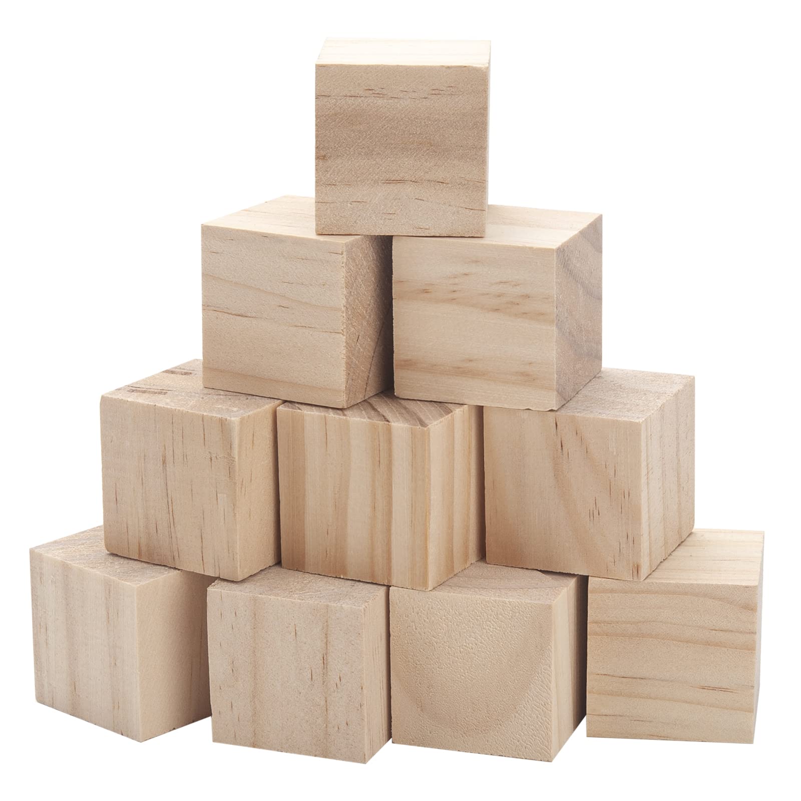 Wooden Blocks for Crafts 1.5 inch, 10 PCS Blank Wood Blocks for Crafts, Large Wood Cubes for Baby Shower, Crafting, DIY Projects, Letters, Stamps, Dice, Natural Unfinished Square Wooden Block