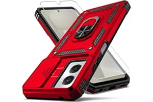 YZOK for Moto G Power 5G 2024 Case,with Camera Lens Cover HD Screen Protector,[Military Grade] Car Mount Kickstand Shockproof Protective Case for Motorola G Power 5G 2024, Red