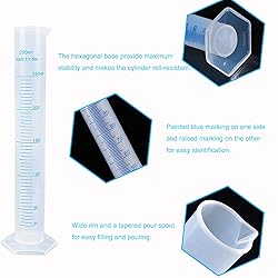 6Pack Plastic Graduated Cylinder 250 ml Transparent