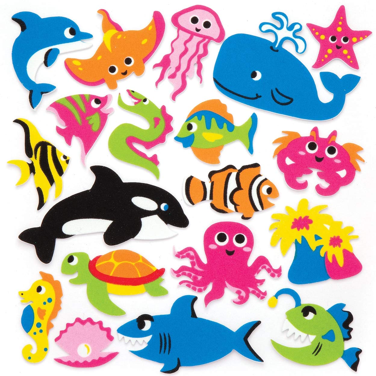 Baker Ross AW381 Sealife Foam Stickers (Pack of 120), Assorted