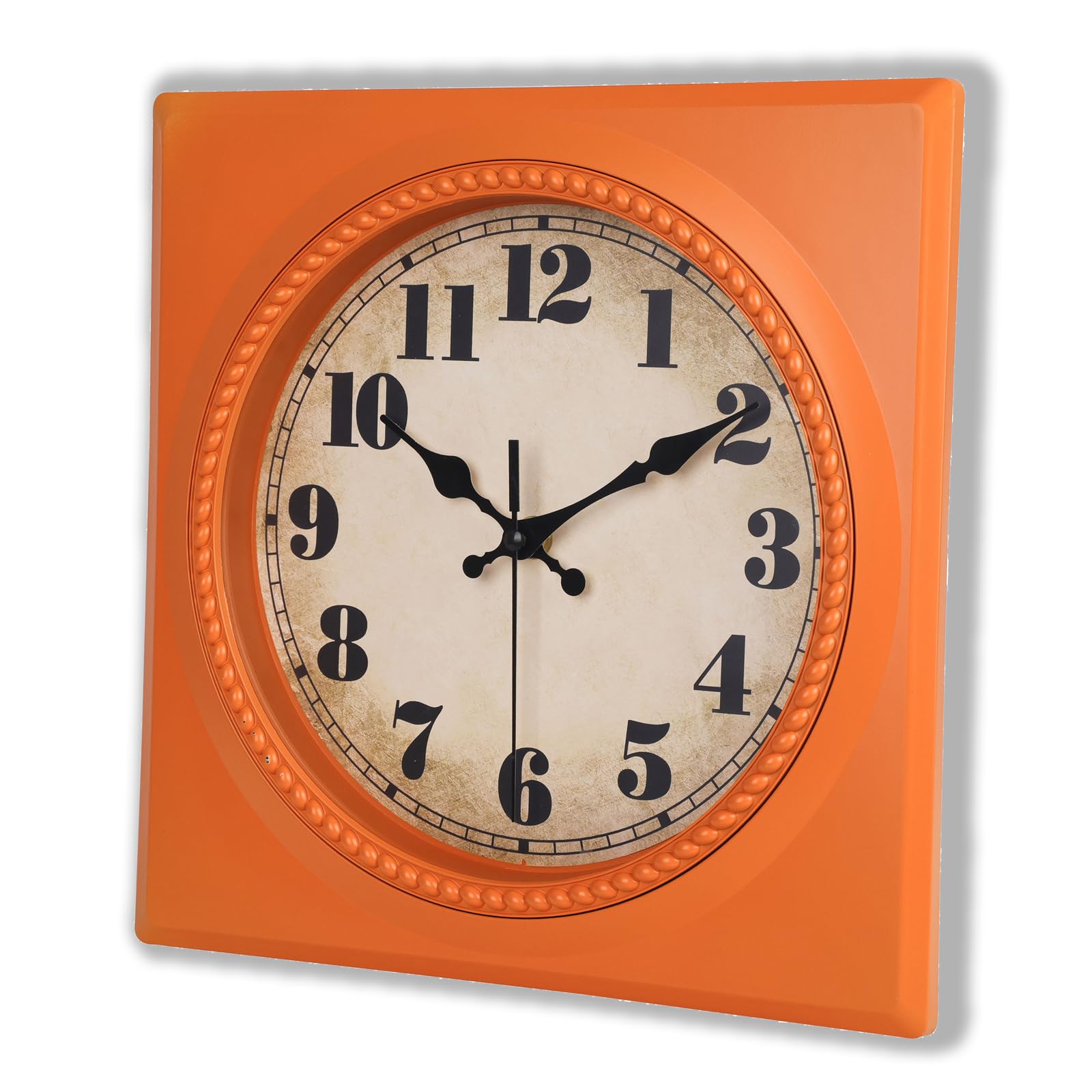 Photo 1 of Alarllok Orange Retro Wall Clocks Battery Operated 12 Inch- 1950s Style Square Vintage Clock for Kitchen Living Room Home Decor