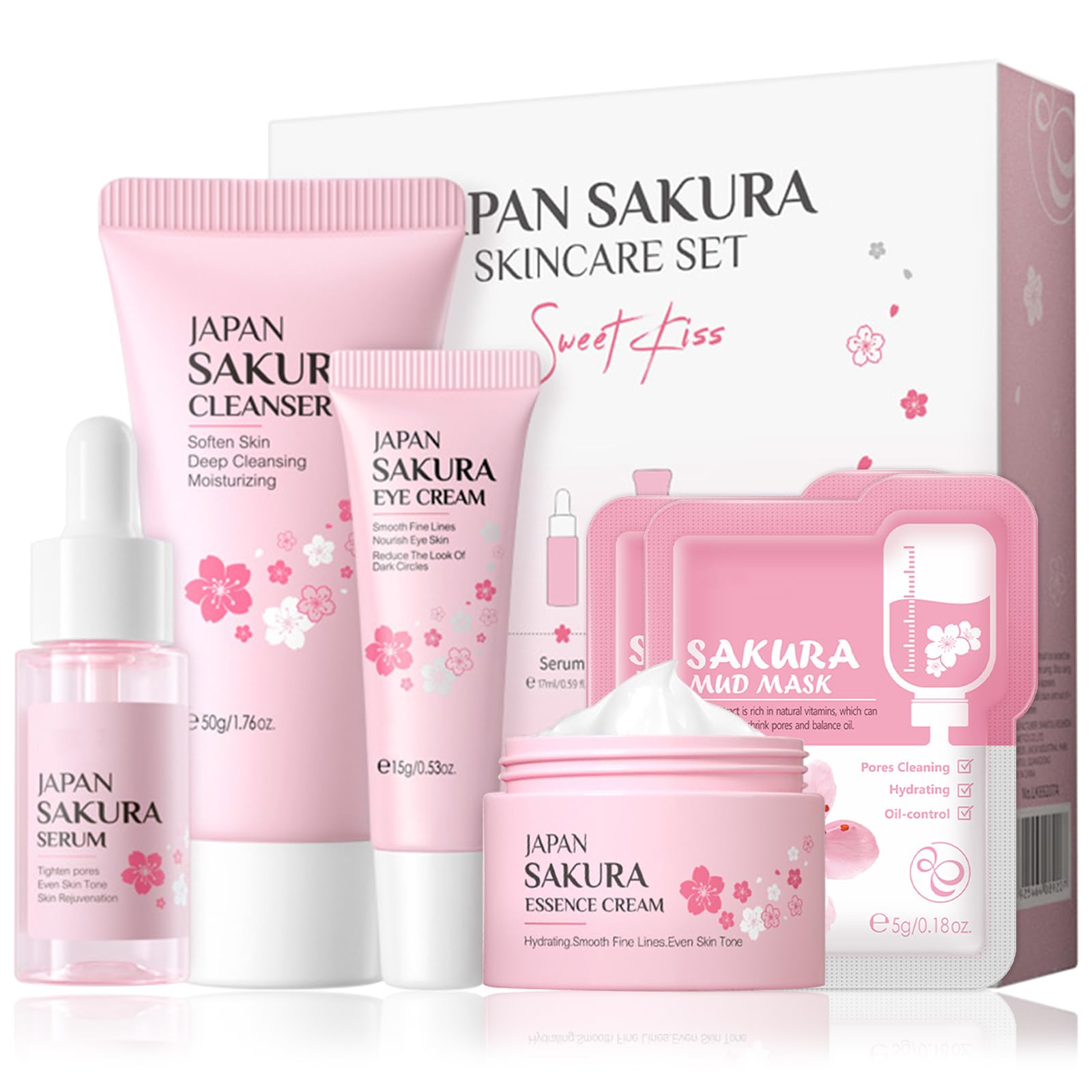 wimony Skincare Set Skin Care for Teenage Girls Gift Sets Facial Care Kits with Cleanser Serum Eye Serum Essence Serum 2pcs Facial Mask Skin Essentials Travel Kit for All Skin Types (6PCS)
