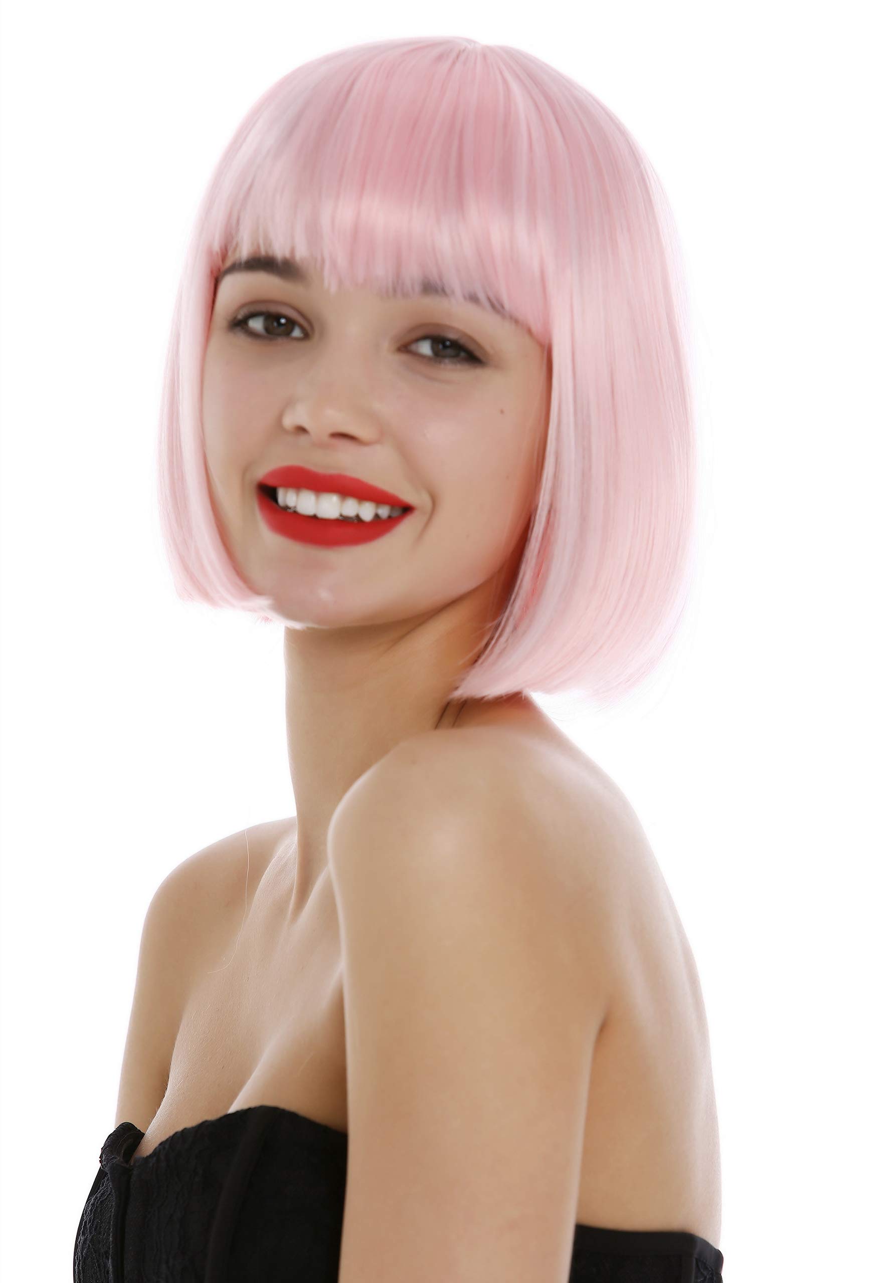 WIG ME UP - 7803-T2333 Short lady Wig bob style bangs fringe sleek light pink