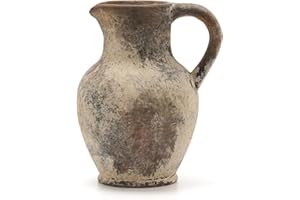 SIDUCAL Ceramic Rustic Farmhouse Vase with Handle, Terracotta Vase, Minimalist Decorative Vases for Home Decor, Table, Living Room, Shelf, Christmas Decoration(Gray)