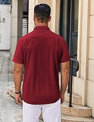 COOFANDY Button Down Shirt Men Short Sleeve Mens