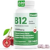 UMEWISH Vitamin B12 Methylcobalamin Sublingual 2500 mcg(4-Month Supply) | With Folic Acid Under Tongue Cherry Flavor for Cellular Energy Support, Energy Metabolism, Nervous System Health