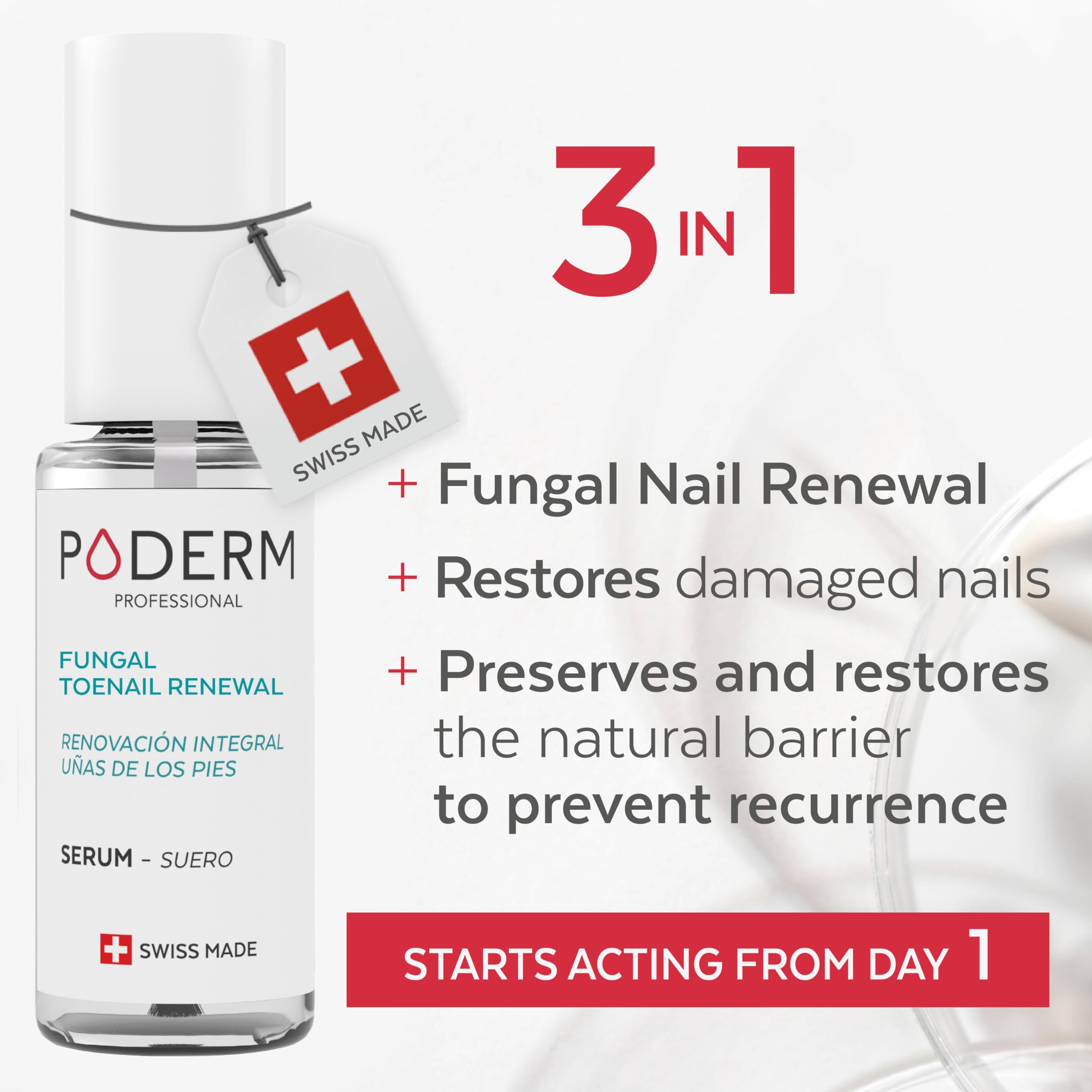 PODERM – 2 in 1 TOENAIL INTEGRAL RENEWAL – Restores Appearance of Discolored/Damaged Nails – Toe and Fingernail Repair – 100% Natural Ingredients and Vegan – Quick & Easy – Swiss Made - Image 2