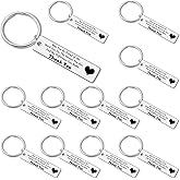 12Pcs Office Appreciation Gift Thank You Keychain Motivational Coworker Gifts Appreciation Jewelry for Volunteer Employee Coworkers Social Worker Appreciation Week Present Christmas Retirement Present