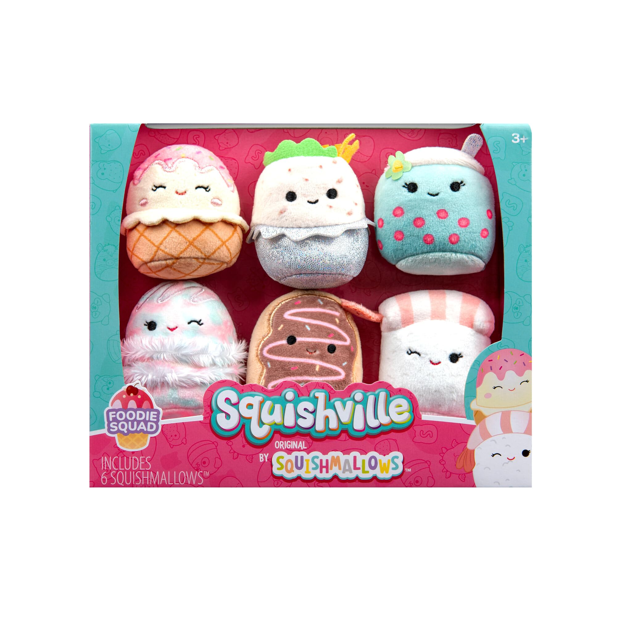 Squishville by Original Squishmallows Varsity Squad Plush - Six 2-Inch Squishmallows Plush Including Nya, Rocket, Benedict, Mario, Dane, and Armie - Toys for Kids