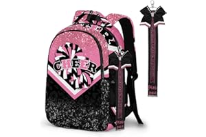GZZSYO Cheer Backpack with Cheer Keychain, Pin Strap for Cheerleading Backpack, Cheerleaders Gift Bags for Team Women (Pink Black)
