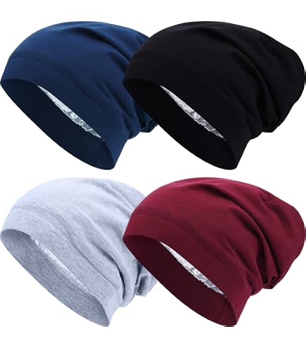 SATINIOR 6 Pcs Winter Satin Lined Hat Silk Lined Beanies  display picture 3