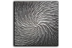 YaSheng Art - 30x30 Inch Large Abstract Art Oil Paintings on Canvas Silver Gray Gradient color Abstract Artwork Modern Home Decor Canvas Wall Art Ready to Hang for Living Room Bedroom