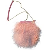 FINILUO Furry Crossbody Bag Real Curly Mongolian Fur Purse Flush Fur Clutch Shoulder Bag