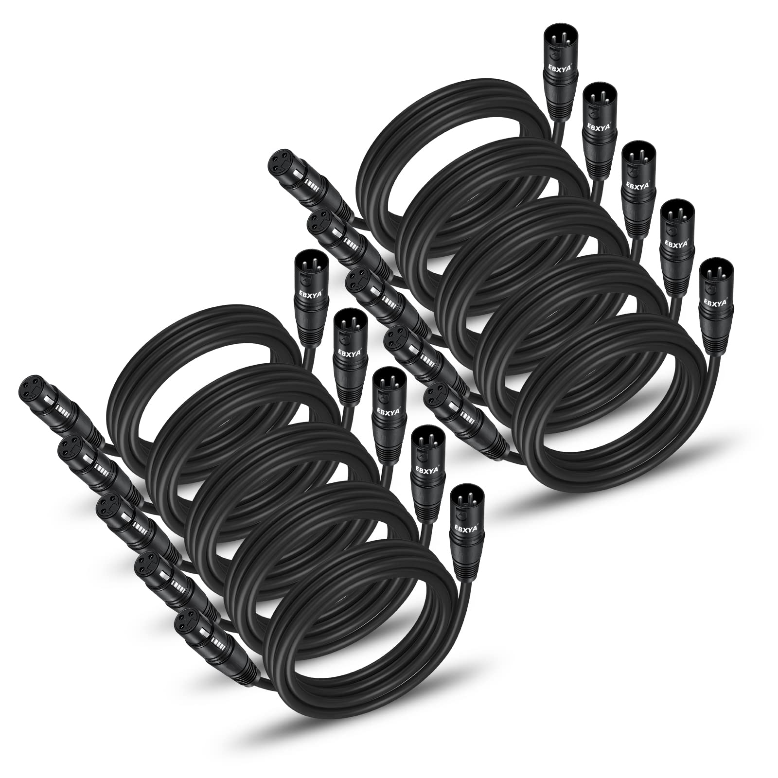 EBXYA XLR Patch Cable 6 Ft 10 Pack, 3 Pin Male to Female Short Microphone Mic Cable Premium DMX512 Lighting Cable Compatible with Speakers, Mixer, Stage Lighting Image