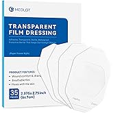 LotFancy Transparent Film Dressing, 2.37" x 2.75", 35PCS, Waterproof Wound Cover, Sterile Medical Adhesive Clear Bandage Pad for IV Catheters, Post-Surgical Showering, Tattoo Aftercare, First Aid