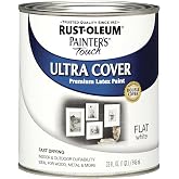 Rust-Oleum Painter's Touch Latex Brush-On Paint, Flat White | Interior/Exterior Durability, Multi Surface (Metal, Wood and More), Fast Dry, Chip and Fade Resistant, Quart, 2 Pack