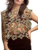 Yimoon Women's Hollow Out Floral Lace Vest