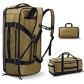 Haimont Large Collapsible Duffle Bag Backpack for Travel, Water-Resistant 55L Weekender Bag with Shoe Pocket, Men & Women, Sports, Traveling, Camping, Outdoor, Brown