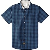 Dubinik® Mens Short Sleeve Button Down Shirts 100% Cotton Plaid Men's Casual Button-Down Shirts with Pocket