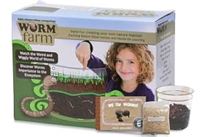NATURE GIFT STORE Worm Farm for Kids with Live Worms, Food & Book Bundle - Worm Farm Kit with Ecosystem, Soil, Mixing Sand, Magnifying Glass & More
