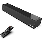 BESTISAN Sound Bars for TV, PC, Gaming, Monitor, 50 Watts Sound Bar with Bluetooth 5.0/HDMI ARC/Optical/Sub Out/AUX/USB Connections, 3 Audio Modes, Bass Adjustable, 16 Inch, Wall Mountable (Black)