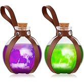 Patelai 2 Pcs Halloween Glass Potion Bottles with Belt, Brown | Cork Renaissance Witch Costume Accessories Witch Props Potion Bottle for Halloween Party Decor Cosplay DIY Crafts