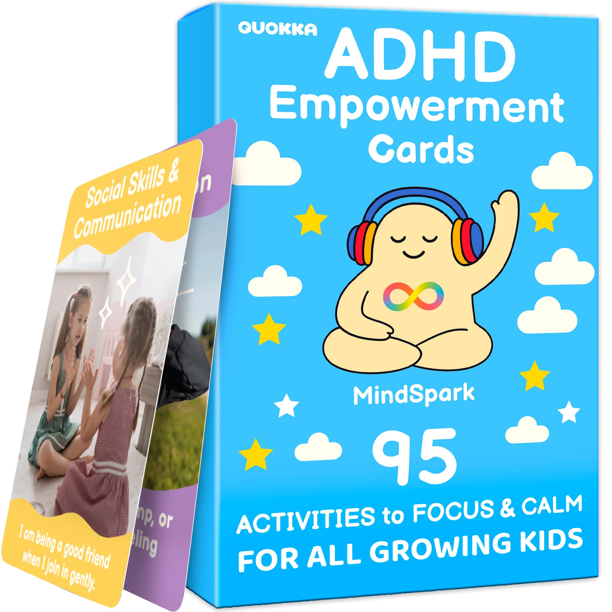 QUOKKA ADHD Tools for Kids โ Emotional Regulation Tools for Kids in a Fun Flashcards Deck โ Big Feelings Support, Focus Activities, Social Skills & Impulse Control Cards for Home or Classroom